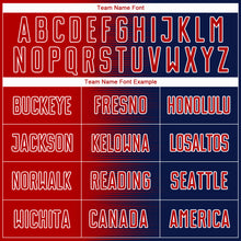 Laden Sie das Bild in den Galerie-Viewer, Custom Navy Red-White Gradient Line Sublimation Soccer Uniform Jersey