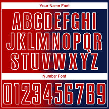 Laden Sie das Bild in den Galerie-Viewer, Custom Navy Red-White Gradient Line Sublimation Soccer Uniform Jersey