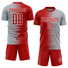 Laden Sie das Bild in den Galerie-Viewer, Custom Red Gray-White Gradient Line Sublimation Soccer Uniform Jersey