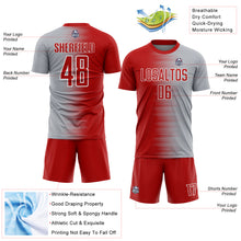 Laden Sie das Bild in den Galerie-Viewer, Custom Red Gray-White Gradient Line Sublimation Soccer Uniform Jersey