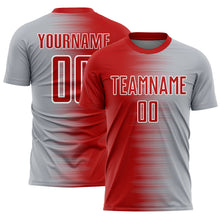 Laden Sie das Bild in den Galerie-Viewer, Custom Red Gray-White Gradient Line Sublimation Soccer Uniform Jersey