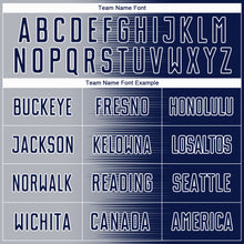 Laden Sie das Bild in den Galerie-Viewer, Custom Navy Gray-White Gradient Line Sublimation Soccer Uniform Jersey