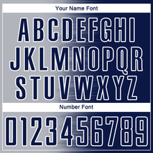 Laden Sie das Bild in den Galerie-Viewer, Custom Navy Gray-White Gradient Line Sublimation Soccer Uniform Jersey