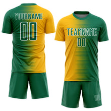 Charger l'image dans la galerie, Custom Kelly Green Gold-White Gradient Line Sublimation Soccer Uniform Jersey