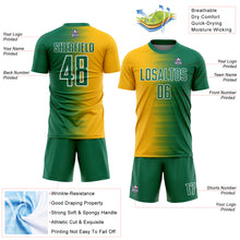 Charger l'image dans la galerie, Custom Kelly Green Gold-White Gradient Line Sublimation Soccer Uniform Jersey