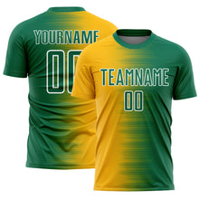 Charger l'image dans la galerie, Custom Kelly Green Gold-White Gradient Line Sublimation Soccer Uniform Jersey