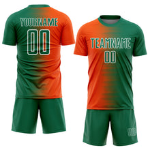 Charger l'image dans la galerie, Custom Kelly Green Orange-White Gradient Line Sublimation Soccer Uniform Jersey
