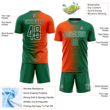 Charger l'image dans la galerie, Custom Kelly Green Orange-White Gradient Line Sublimation Soccer Uniform Jersey