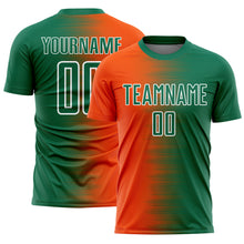 Charger l'image dans la galerie, Custom Kelly Green Orange-White Gradient Line Sublimation Soccer Uniform Jersey
