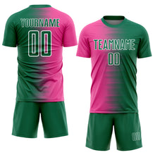 Charger l'image dans la galerie, Custom Kelly Green Pink-White Gradient Line Sublimation Soccer Uniform Jersey