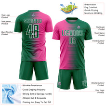 Charger l'image dans la galerie, Custom Kelly Green Pink-White Gradient Line Sublimation Soccer Uniform Jersey