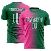 Charger l'image dans la galerie, Custom Kelly Green Pink-White Gradient Line Sublimation Soccer Uniform Jersey