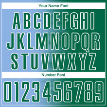 Charger l'image dans la galerie, Custom Kelly Green Light Blue-White Gradient Line Sublimation Soccer Uniform Jersey