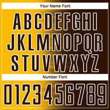 Laden Sie das Bild in den Galerie-Viewer, Custom Brown Gold-White Gradient Line Sublimation Soccer Uniform Jersey