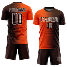 Laden Sie das Bild in den Galerie-Viewer, Custom Brown Orange-White Gradient Line Sublimation Soccer Uniform Jersey
