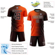 Laden Sie das Bild in den Galerie-Viewer, Custom Brown Orange-White Gradient Line Sublimation Soccer Uniform Jersey