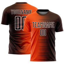 Laden Sie das Bild in den Galerie-Viewer, Custom Brown Orange-White Gradient Line Sublimation Soccer Uniform Jersey