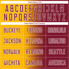 Загрузить изображение в средство просмотра галереи, Custom Crimson Gold-White Gradient Line Sublimation Soccer Uniform Jersey