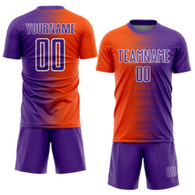 Charger l'image dans la galerie, Custom Purple Orange-White Gradient Line Sublimation Soccer Uniform Jersey