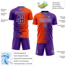 Charger l'image dans la galerie, Custom Purple Orange-White Gradient Line Sublimation Soccer Uniform Jersey