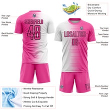 Load image into Gallery viewer, Custom Pink White-Black Gradient Line Sublimation Soccer Uniform Jersey