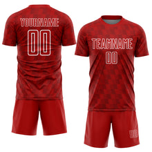 Load image into Gallery viewer, Custom Red White Line Sublimation Soccer Uniform Jersey