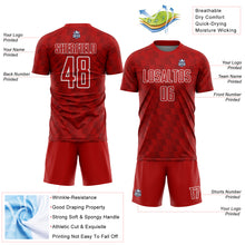 Load image into Gallery viewer, Custom Red White Line Sublimation Soccer Uniform Jersey