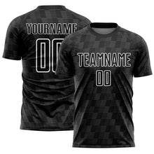 Laden Sie das Bild in den Galerie-Viewer, Custom Black White Line Sublimation Soccer Uniform Jersey
