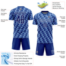 Загрузить изображение в средство просмотра галереи, Custom Royal Light Blue-White Line Sublimation Soccer Uniform Jersey