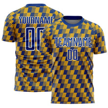 Load image into Gallery viewer, Custom Royal Gold-White Line Sublimation Soccer Uniform Jersey