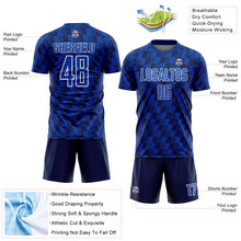 Laden Sie das Bild in den Galerie-Viewer, Custom Navy Thunder Blue-White Line Sublimation Soccer Uniform Jersey