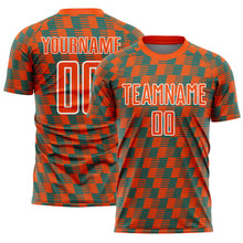 Charger l'image dans la galerie, Custom Orange Teal-White Line Sublimation Soccer Uniform Jersey