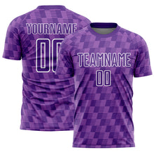 Charger l'image dans la galerie, Custom Purple Medium Purple-White Line Sublimation Soccer Uniform Jersey