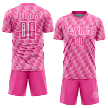 Charger l'image dans la galerie, Custom Pink Light Pink-White Line Sublimation Soccer Uniform Jersey