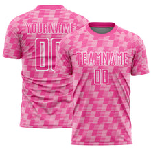 Charger l'image dans la galerie, Custom Pink Light Pink-White Line Sublimation Soccer Uniform Jersey