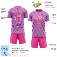 Charger l'image dans la galerie, Custom Pink Light Blue-White Line Sublimation Soccer Uniform Jersey