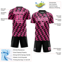 Загрузить изображение в средство просмотра галереи, Custom Black Pink-White Line Sublimation Soccer Uniform Jersey