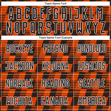 Laden Sie das Bild in den Galerie-Viewer, Custom Black Orange-White Line Sublimation Soccer Uniform Jersey