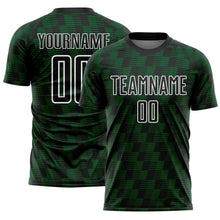 Laden Sie das Bild in den Galerie-Viewer, Custom Black Green-White Line Sublimation Soccer Uniform Jersey