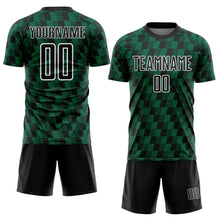 Загрузить изображение в средство просмотра галереи, Custom Black Kelly Green-White Line Sublimation Soccer Uniform Jersey