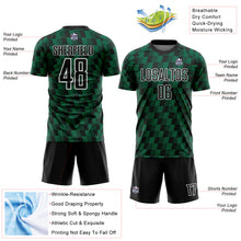 Загрузить изображение в средство просмотра галереи, Custom Black Kelly Green-White Line Sublimation Soccer Uniform Jersey