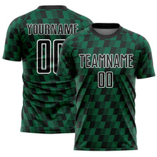 Загрузить изображение в средство просмотра галереи, Custom Black Kelly Green-White Line Sublimation Soccer Uniform Jersey