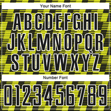 Charger l'image dans la galerie, Custom Black Neon Yellow-White Line Sublimation Soccer Uniform Jersey