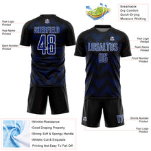 Загрузить изображение в средство просмотра галереи, Custom Black Royal-White Line Sublimation Soccer Uniform Jersey