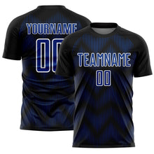 Загрузить изображение в средство просмотра галереи, Custom Black Royal-White Line Sublimation Soccer Uniform Jersey