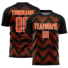 Charger l'image dans la galerie, Custom Black Orange-White Line Sublimation Soccer Uniform Jersey