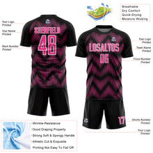 Загрузить изображение в средство просмотра галереи, Custom Black Pink-White Line Sublimation Soccer Uniform Jersey