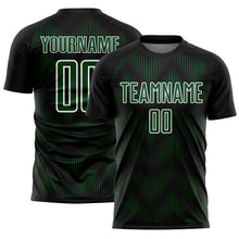 Laden Sie das Bild in den Galerie-Viewer, Custom Black Green-White Line Sublimation Soccer Uniform Jersey