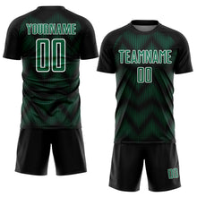 Загрузить изображение в средство просмотра галереи, Custom Black Kelly Green-White Line Sublimation Soccer Uniform Jersey