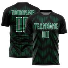 Загрузить изображение в средство просмотра галереи, Custom Black Kelly Green-White Line Sublimation Soccer Uniform Jersey